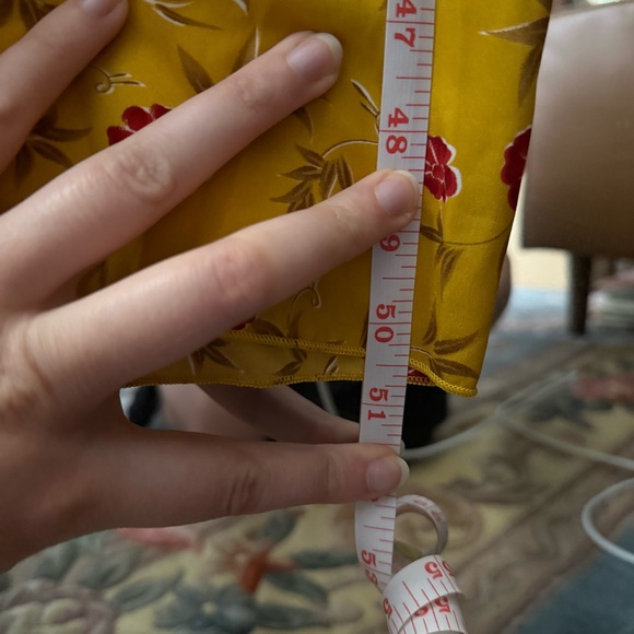 Floral Yellow and Red Handmade Lightweight Maxi Wrap Dress with Belt - Picture 9 of 9